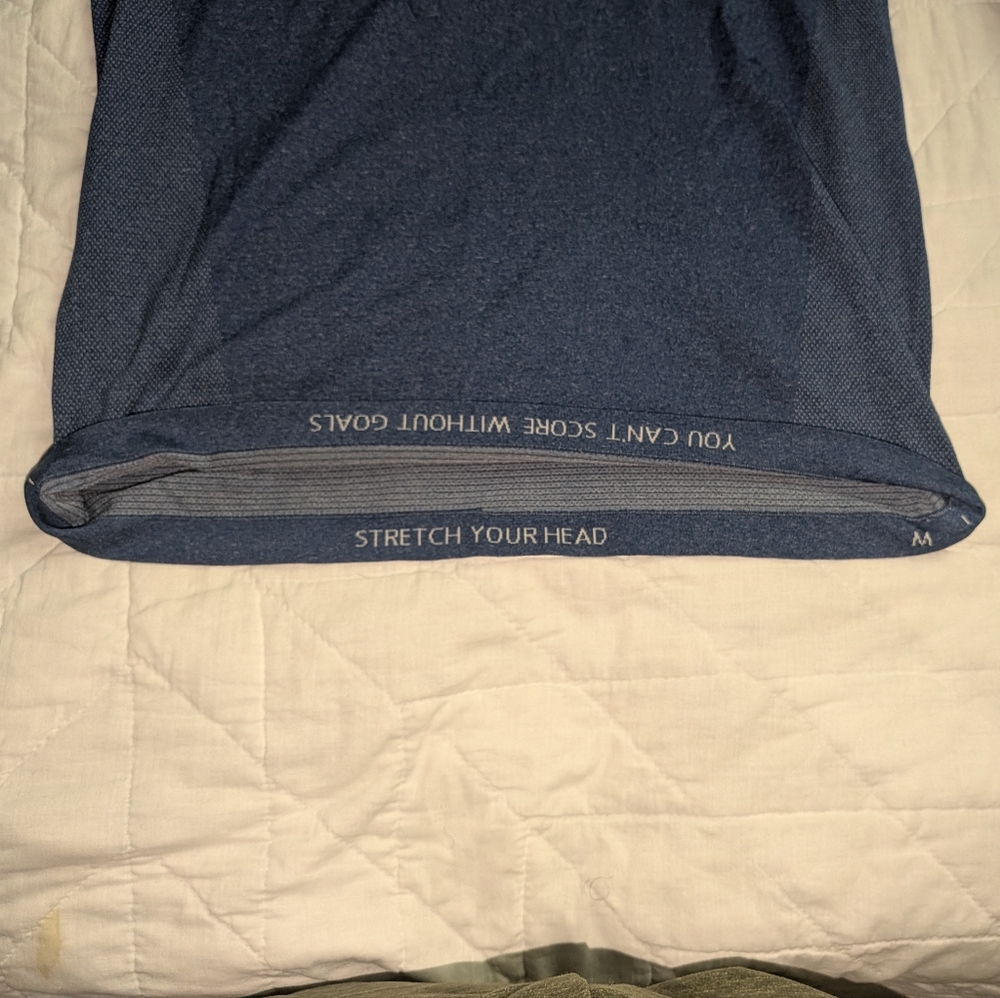 Lululemon Shirt Mens Medium Blue Long Sleeve Henley Metal Vent Tech Stretch - Picture 5 of 7